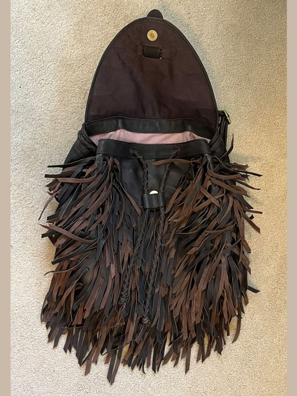 Fringed Leather Backpack - Picture 7 of 8